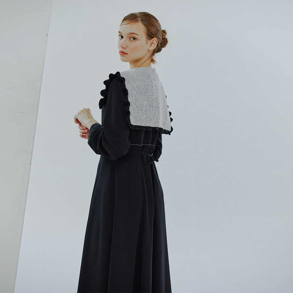 Detachable Sailor Collar Dress, Black - 감도 깊은 취향