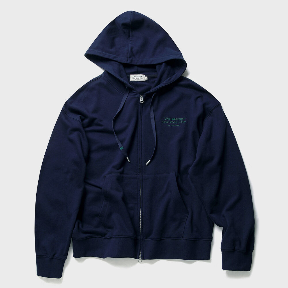 Mmlg] LETTER PLAY HOOD ZIPUP (AUTHENTIC NAVY) - 감도 깊은