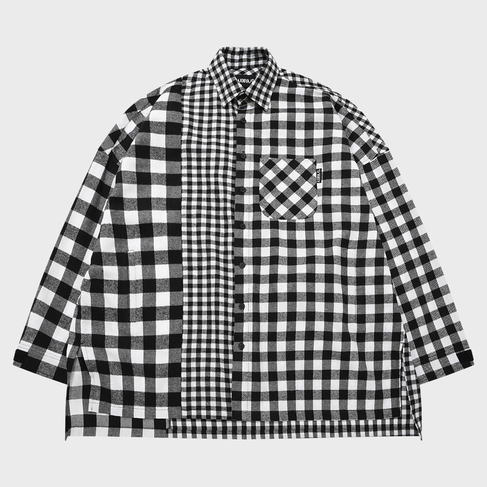 【AJO AJOBYAJO】21fw★ Oversized Buffalo Check Mixed Shirt f1ff41af8599eb5aa8e5f893a216a1
