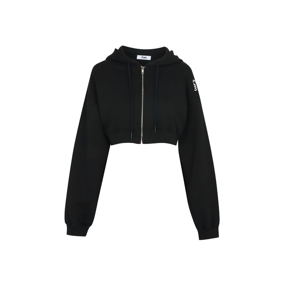 Crop Zip Up Hoodie Black 감도 깊은 취향 셀렉트샵 29cm