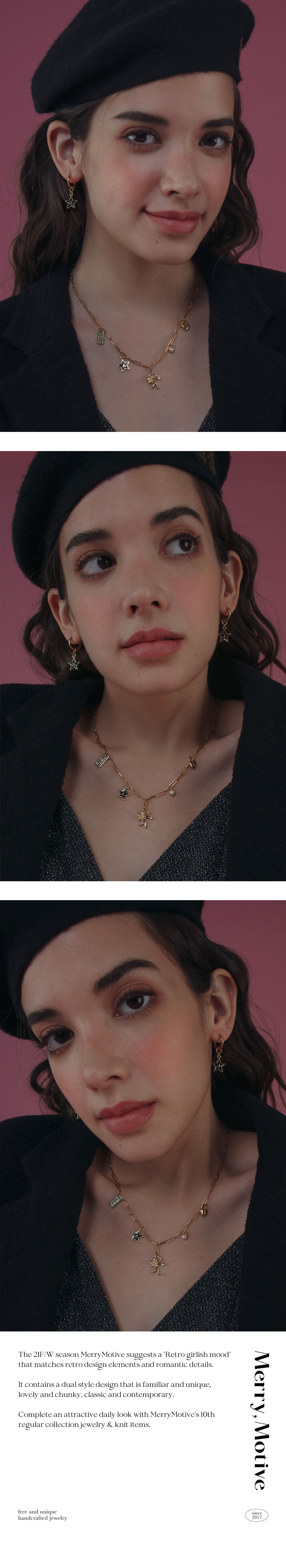 ネックレス・ペンダント [MERRYMOTIVE] 5 identity pendant surgical steel Necklace 슬기 착용] 5 identity pendant surgical steel necklace - 감도