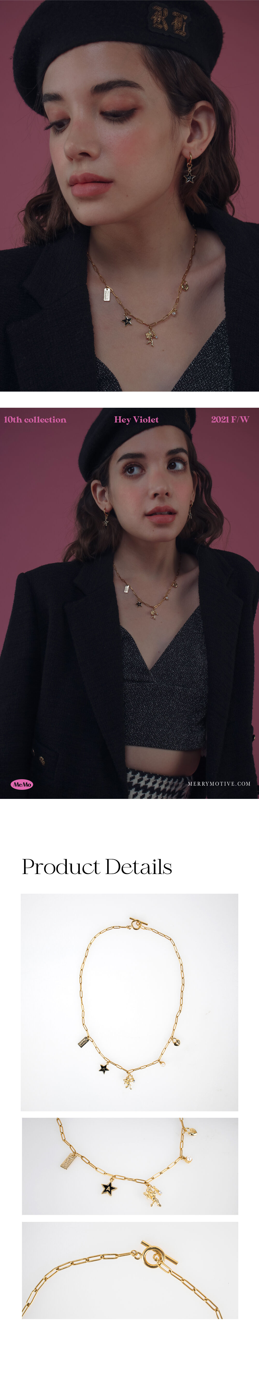 ネックレス・ペンダント [MERRYMOTIVE] 5 identity pendant surgical steel Necklace 슬기 착용] 5 identity pendant surgical steel necklace - 감도
