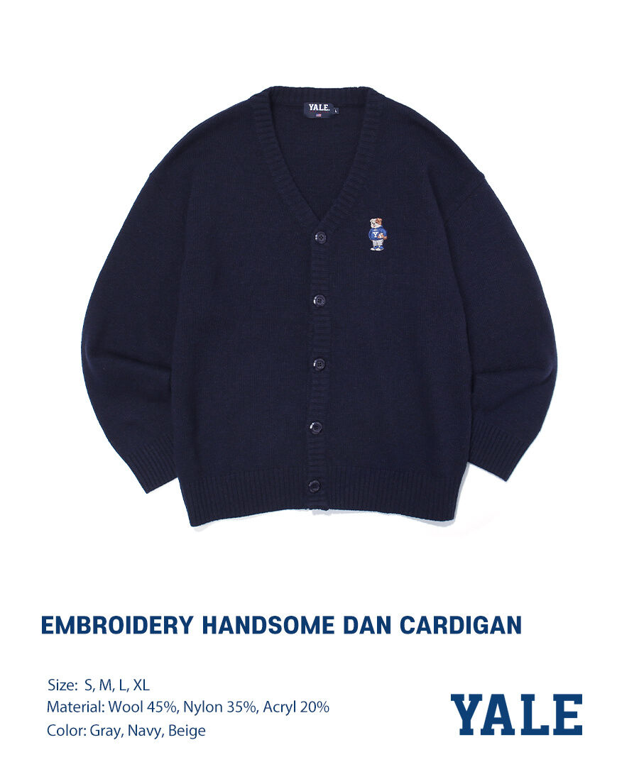 WOOL EMBROIDERY HANDSOME DAN KNIT CARDIGAN NAVY 감도 깊은 취향 셀렉트샵 29CM