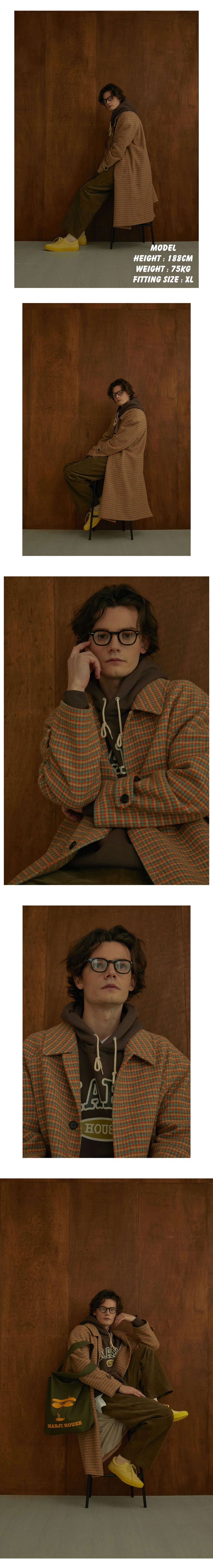Hound tooth Balmacaan coat Orange