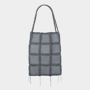 Suede patchwork shoulder bag (Big/Gray blue)