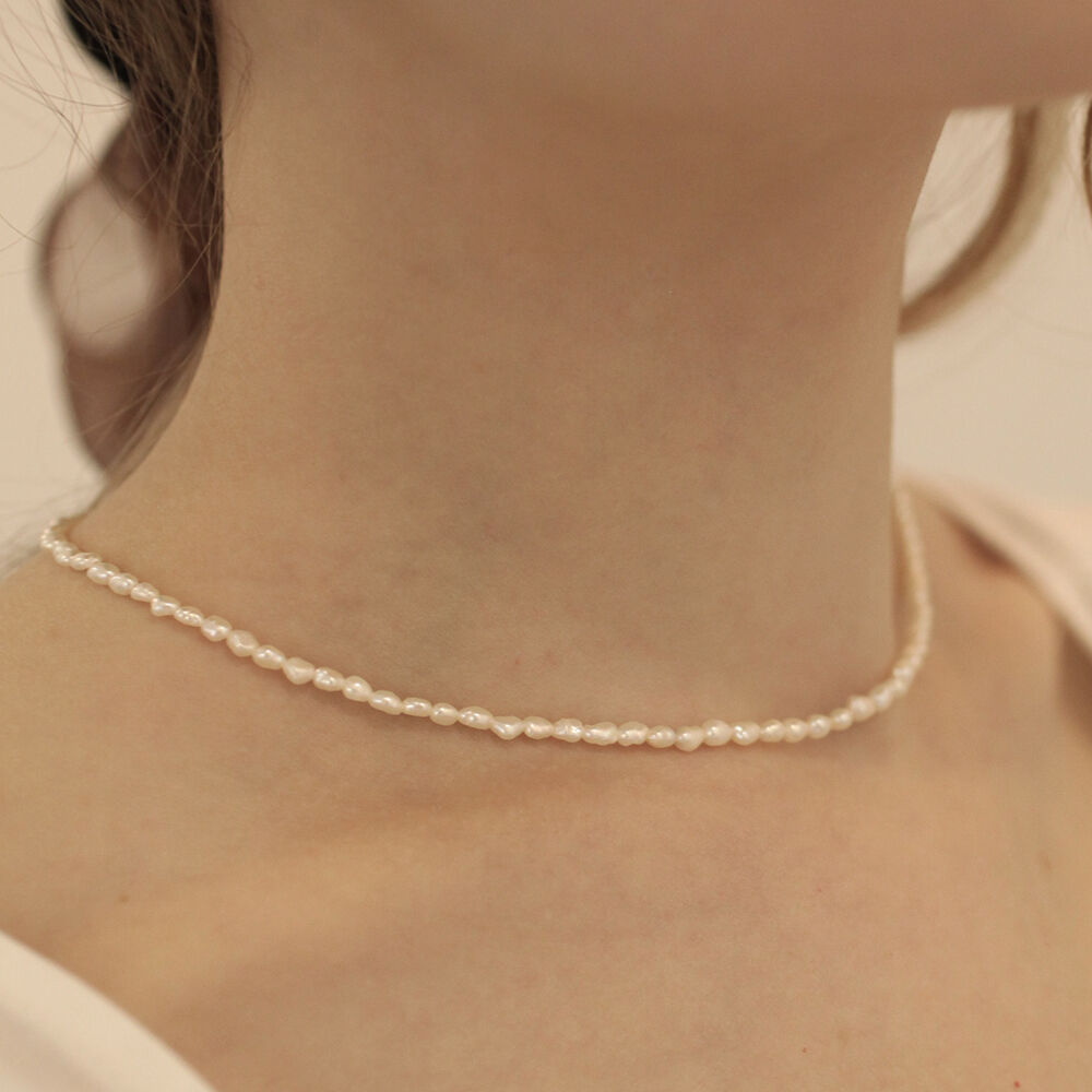 ★HAS★ HE047 FreshWater Pearl ribbon drop necklace HE047 FreshWater Pearl & ribbon drop necklace - 감도 깊은