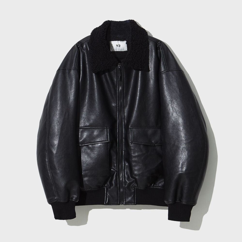 VTWO(V2) VEGAN LEATHER MUSTANG_BLACK - レザージャケット