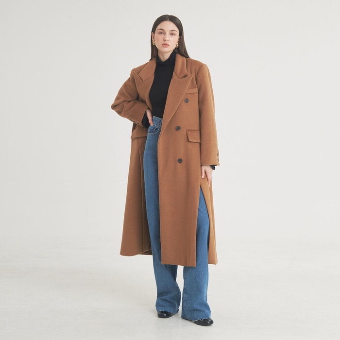 Buy Threadbare Luxe Double Breasted Tailored Coat with Mock Layer