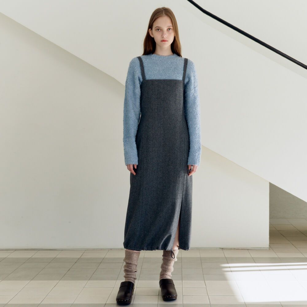 DRAW STRING STRAP DRESS GREY HERRINGBONE 감도 깊은 취향 셀렉트샵 29CM