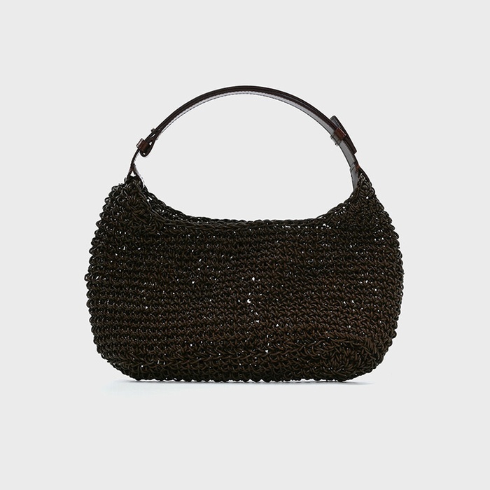 Piping Shoulder Bag_Brown Crinkle