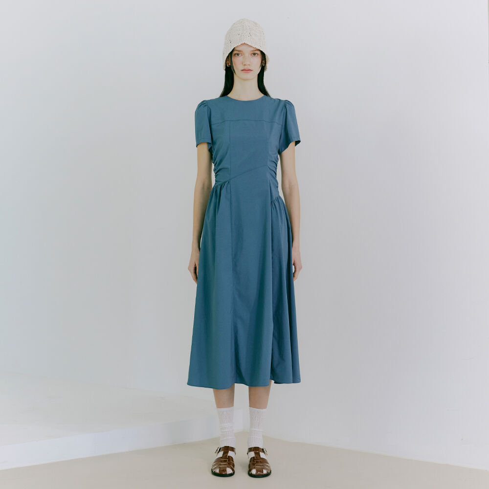 ワンピース ETMON Side Shirring Dress, Blue Green Royal One Shoulder Beaded Dress 36713 | Jovani