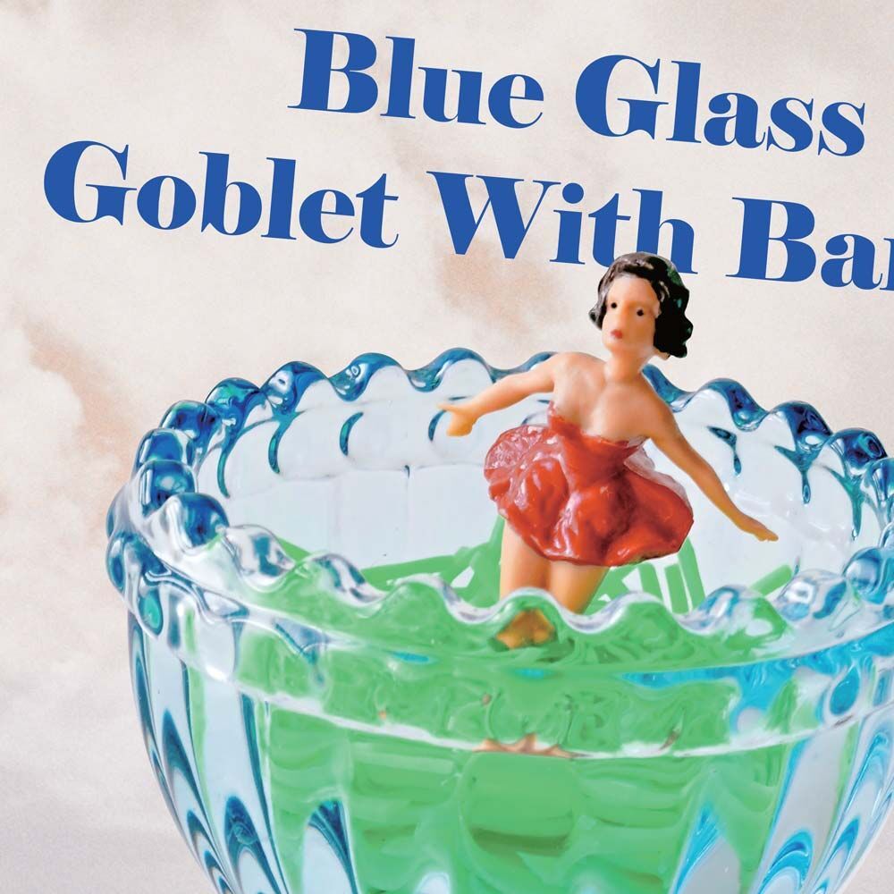 [souffle] Blue Glass Goblet With Barbie