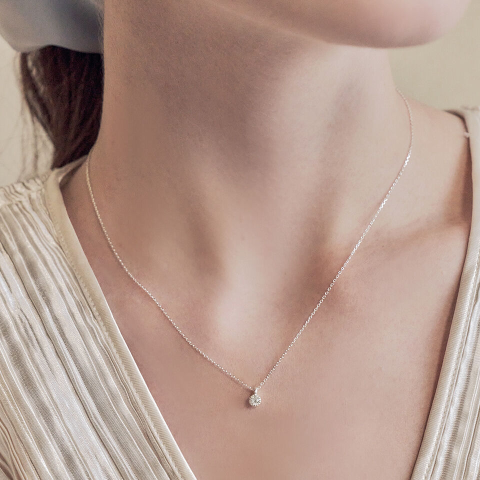 SILVER925) Petit Cubic Plump Heart Necklace NZ2032 - 감도