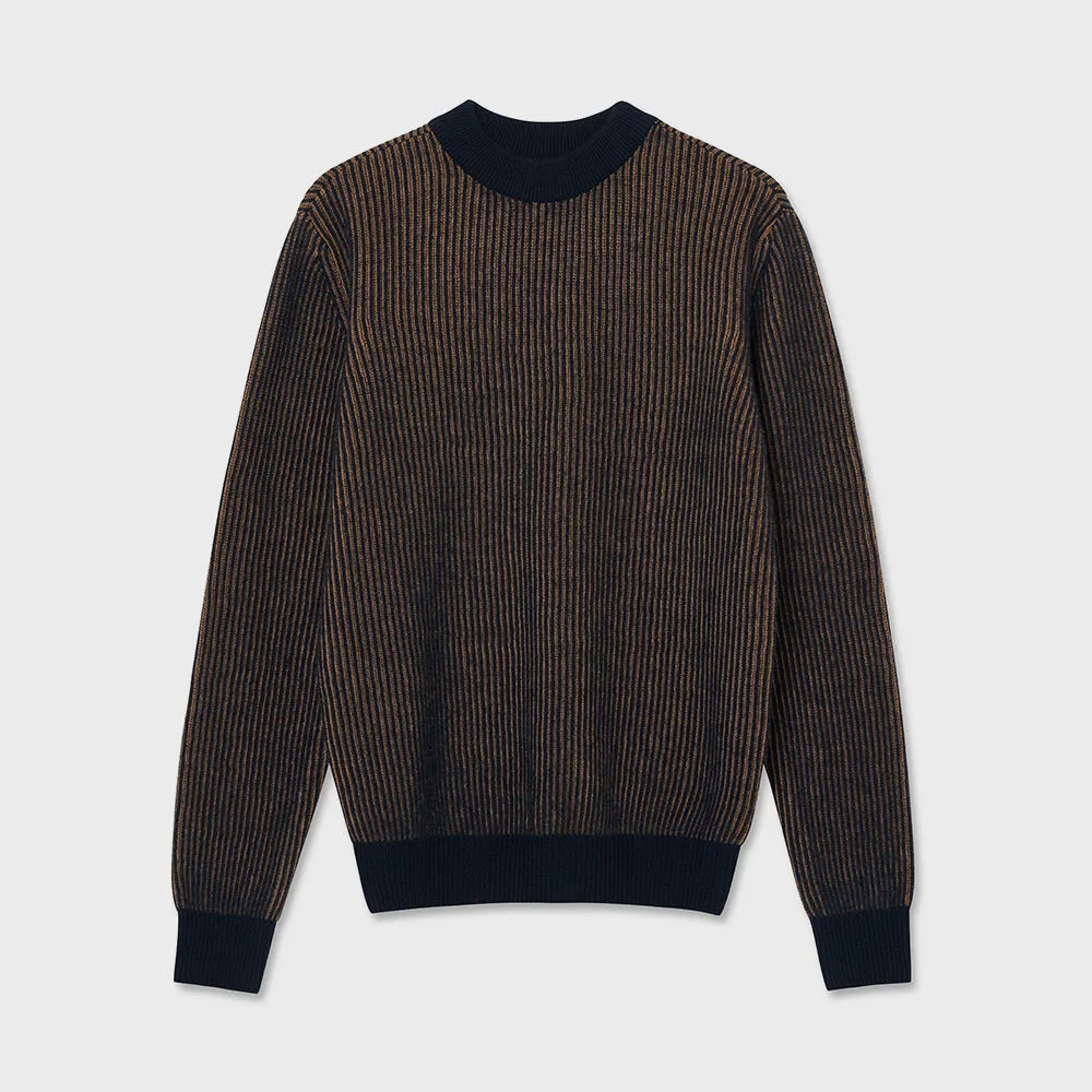 Two Tone Ribbed Half Mockneck_Navy