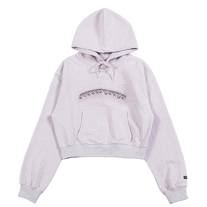 LETTERING LOGO CROP HOODIE [PINK MELANGE]【RUNNINGHIGH】 【Koming