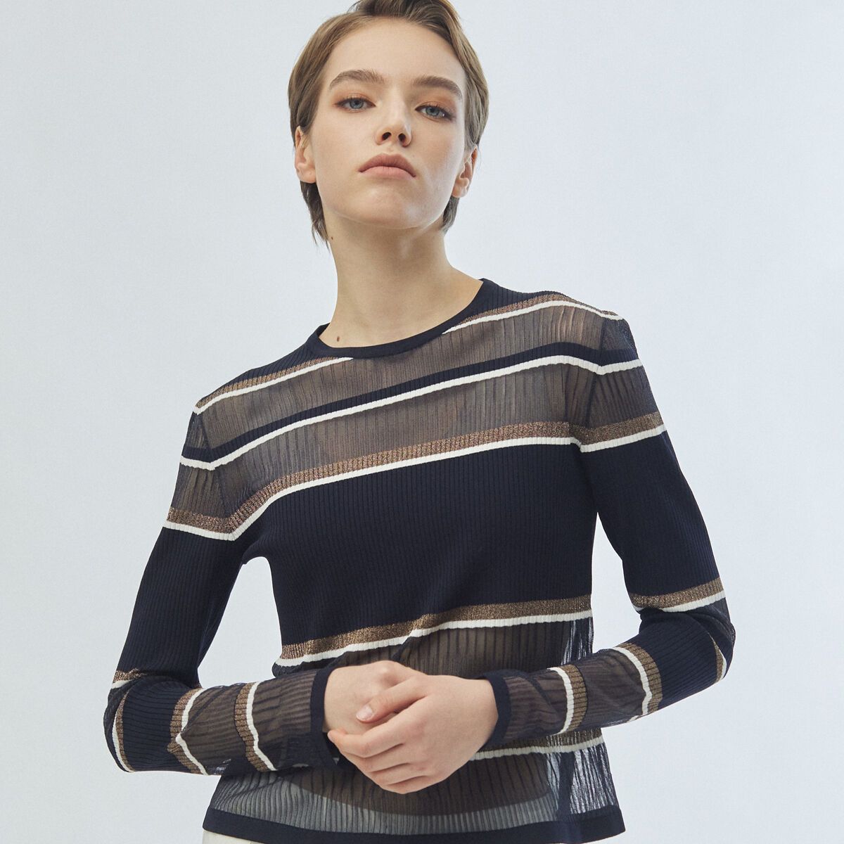 Seethrough Knit Top Navy 감도 깊은 취향 셀렉트샵 29CM