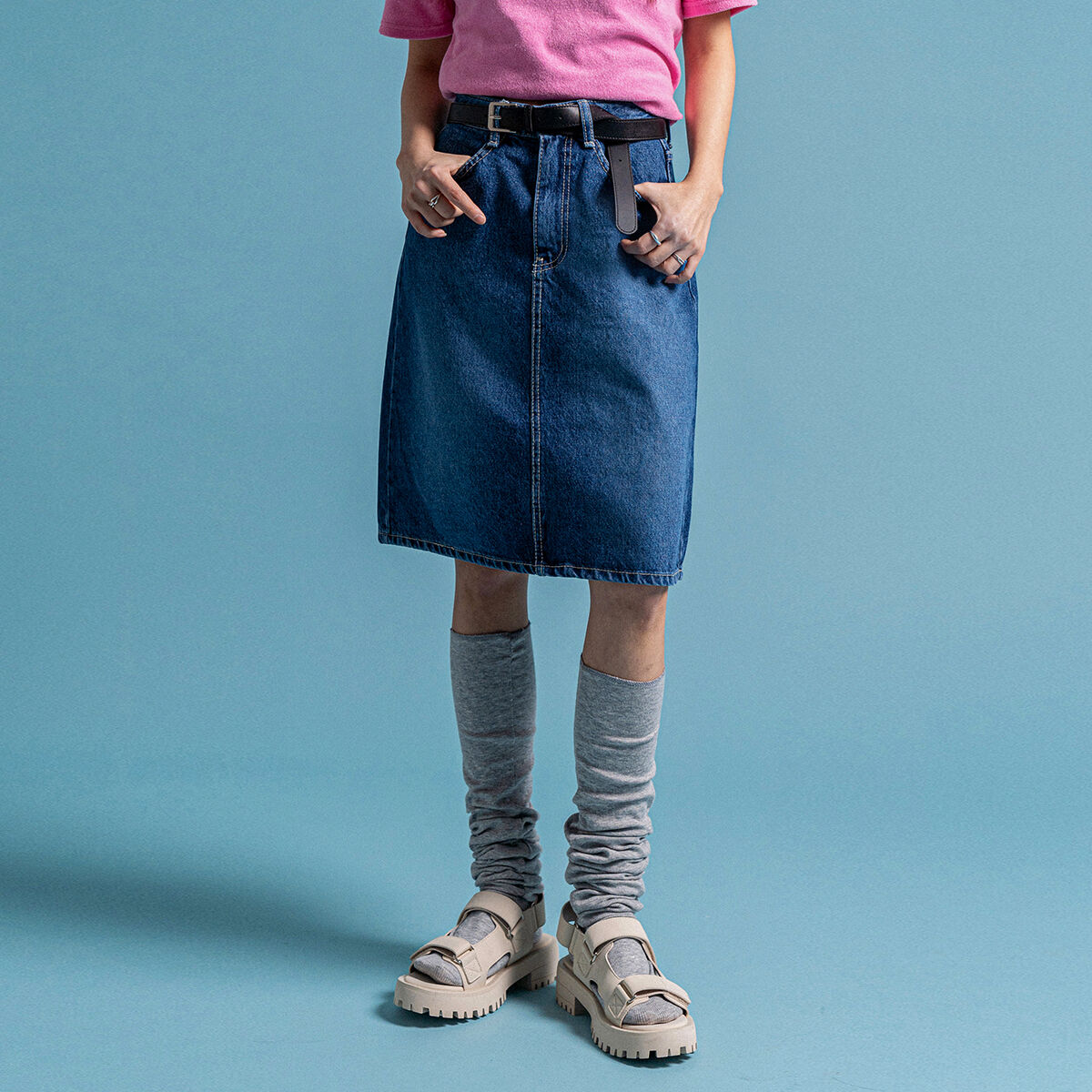 BALLOON PUMPKIN DENIM PANTSKIRT MEDIUM BLUE - 감도 깊은 취향