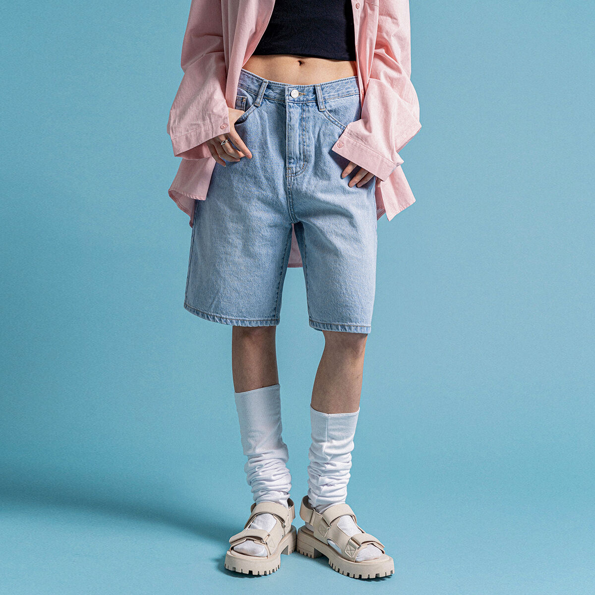 REST&RECREATION RR DENIM SHORTS ショートパンツ ☆韓国人気☆Rest & Recreation☆RR DENIM SHORTS (Rest