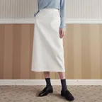 H-라인 포켓 미디 스커트 - 화이트