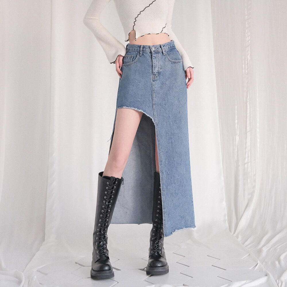 Unbalanced Long Denim Skirt BLUE - 감도 깊은 취향 셀렉트샵 29CM