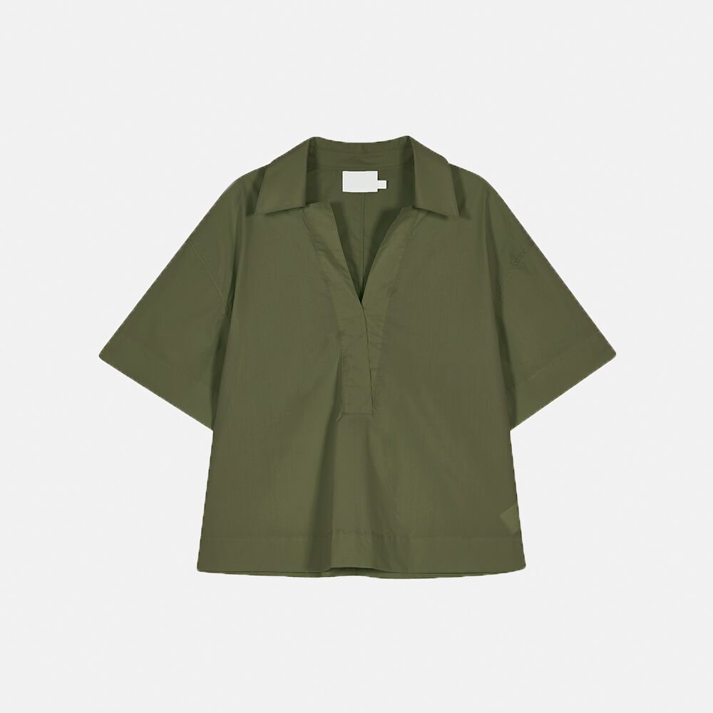 [THELOOM]V-NECK COLLAR SHIRT_KHAKI - 감도 깊은 취향 셀렉트샵 29CM