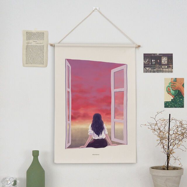 The Window_우드스틱 패브릭포스터/ 창문 일러스트 가리개커튼(2Size) - 감도 깊은 취향 셀렉트샵 29Cm