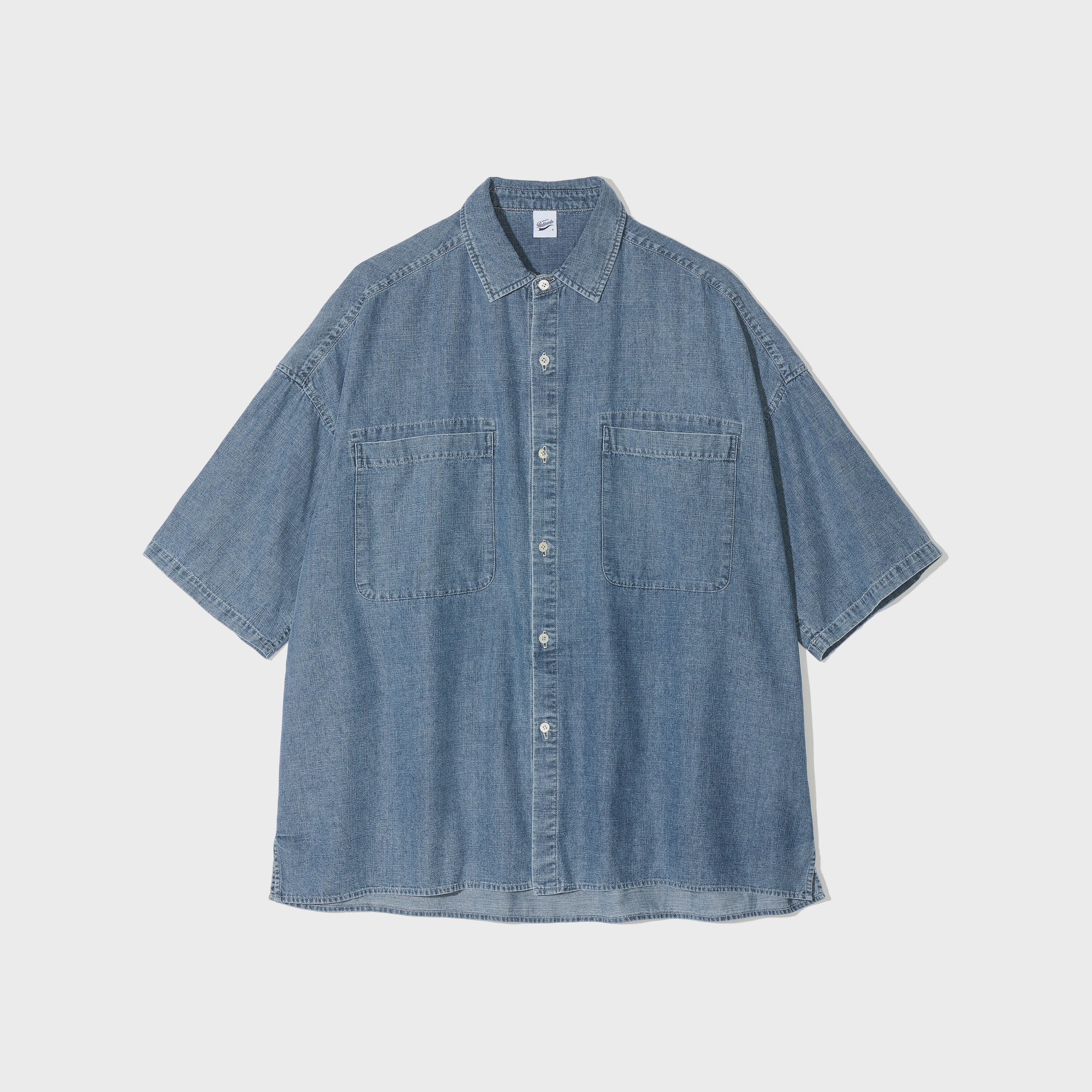 ★TRILLION★STONE WASHING OVERFIT DENIM HALF SHIRT★関税込★ ☆TRILLION☆STONE WASHING OVERFIT DENIM HALF SHIRT☆関税込