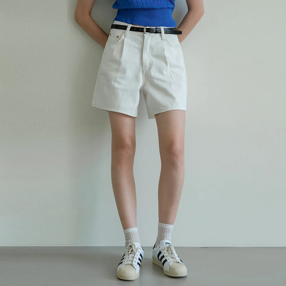 SIJN6030 color denim shorts_Ivory