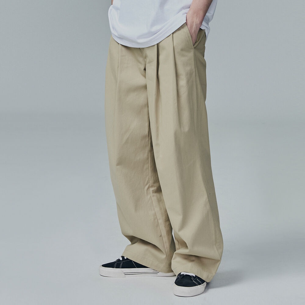 Two Tuck Wide Cotton Pants   Beige   감도 깊은 취향 셀렉트샵 CM