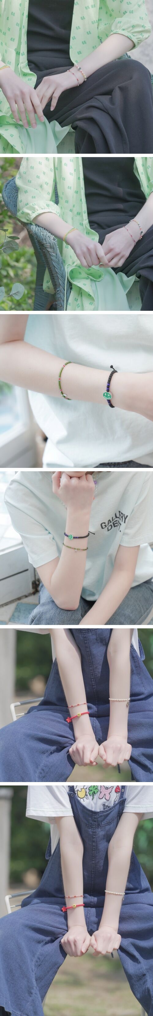 <br><p align='center'>Mini smile charm clear color beads Bracelet 미니 스마일 참 투명 컬러 비즈 팔찌</p>