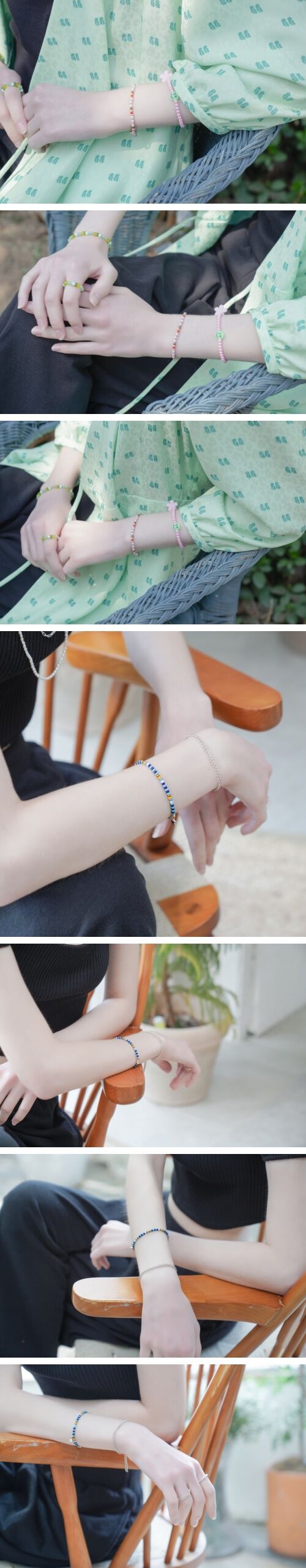 <br><p align='center'>Silver star charm nouveau color beads Bracelet 실버 스타 참 누보 컬러 비즈 팔찌</p>