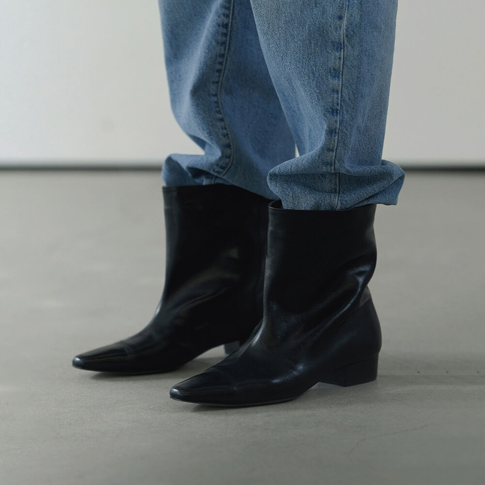SHIRRING WARMER WESTERN BOOTS (BLACK) - 감도 깊은 취향