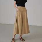코튼 플레어 스커트_almond beige