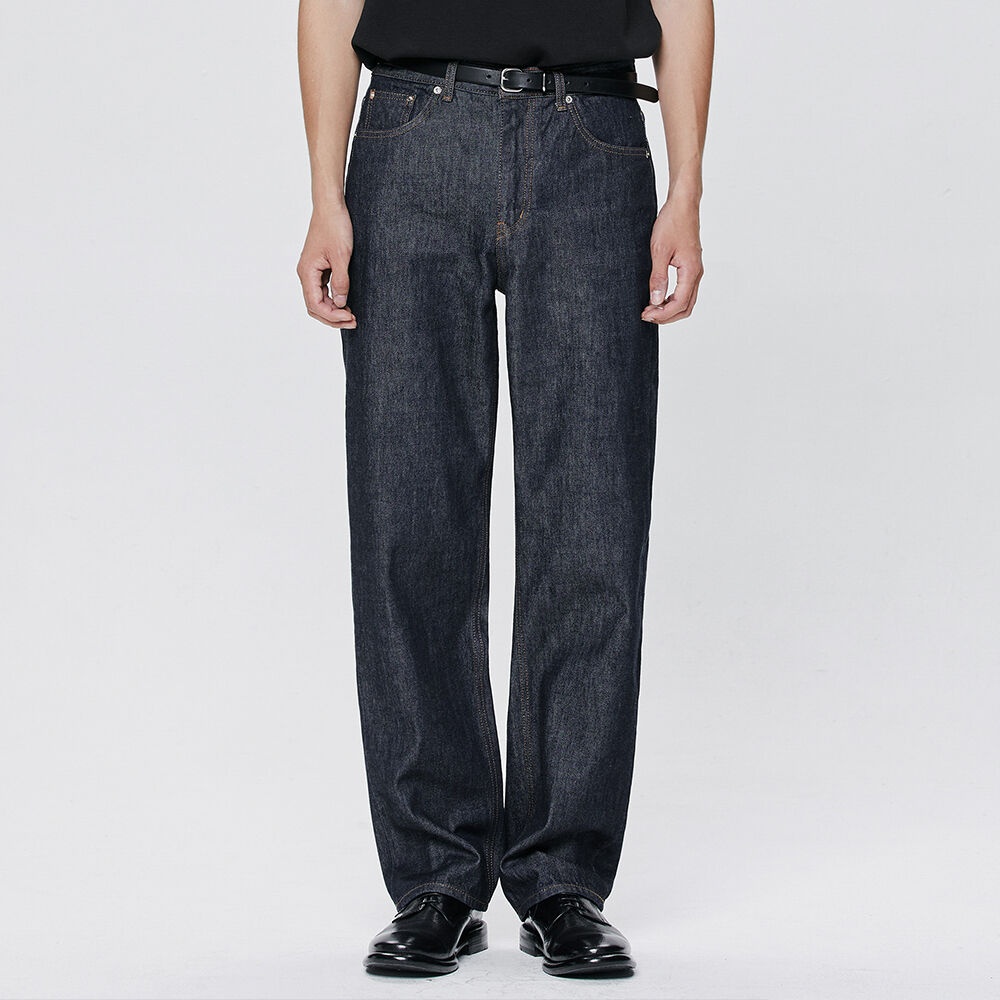 607 HARD TWIST DENIM INDIGO 1WASH JEANS [WIDE STRAIGHT] - 감도