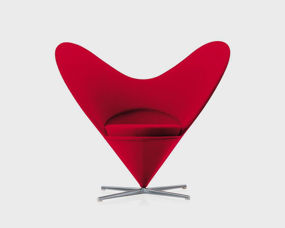 Heart Shaped Cone Chair - Red (Fabric : Tonus)