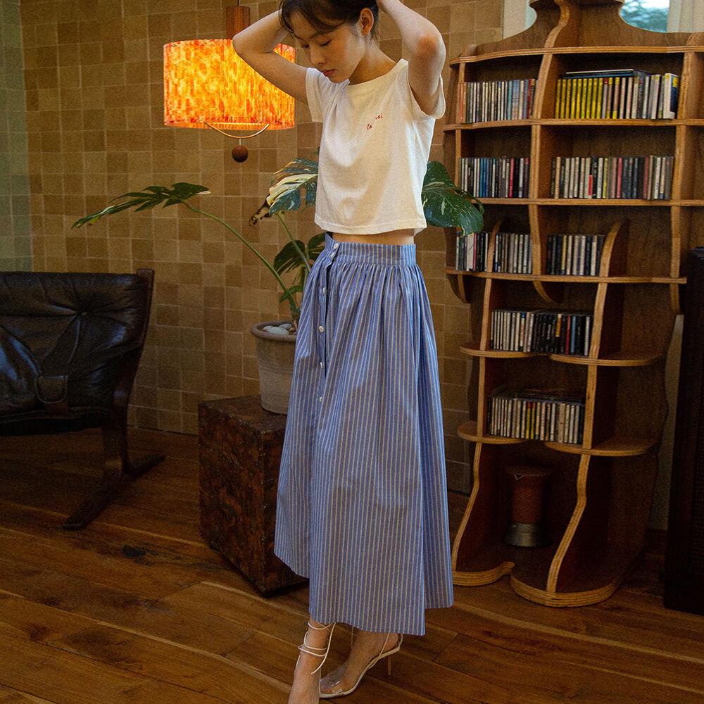 ★SHAKIRI★POWDER COTTON CANCAN SKIRT (BLUE)★韓国送料込 SHAKIRI Powder Cotton Cancan Skirt - Blue | 하이츠스토어