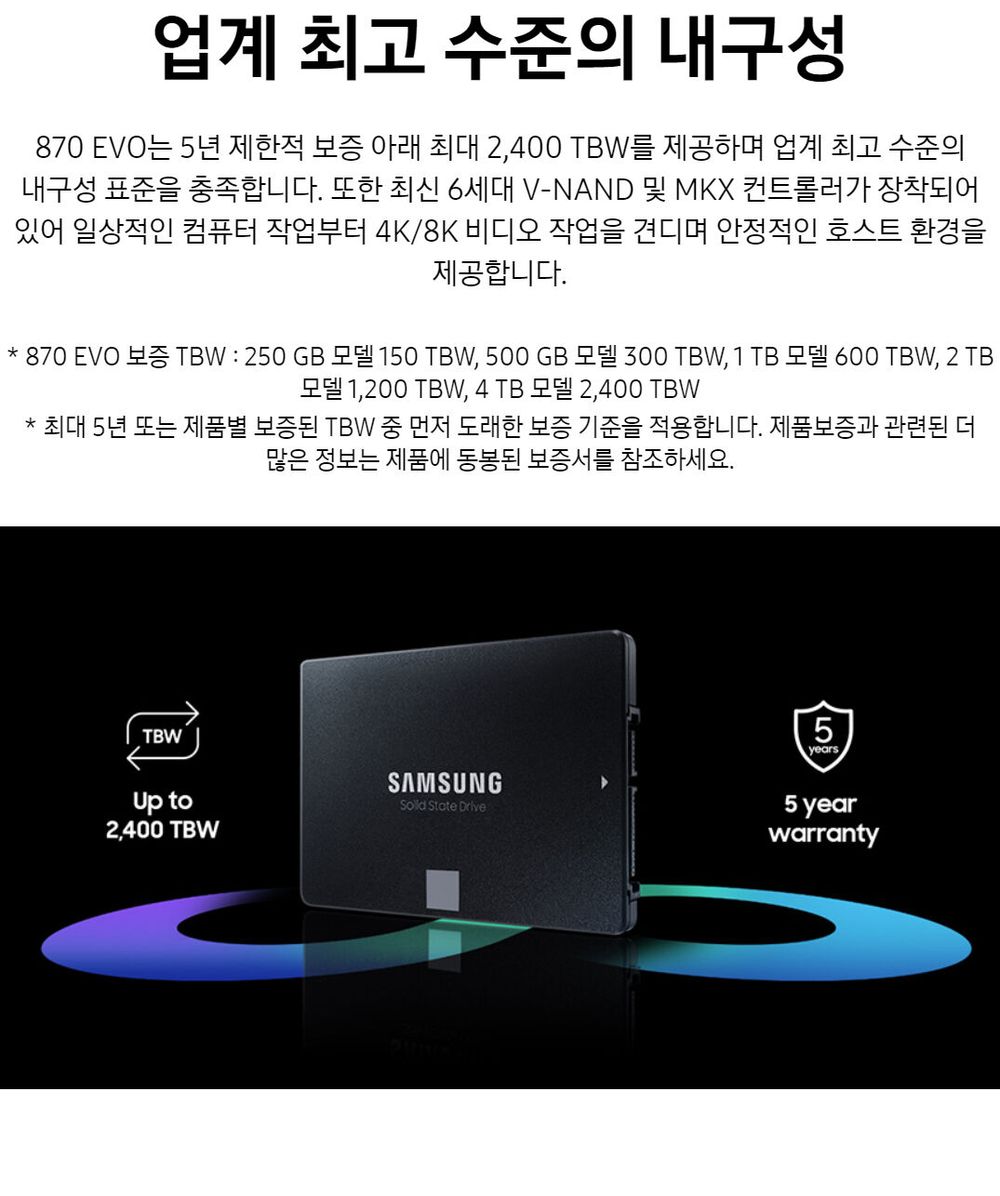 삼성전자 공식인증 870EVO SSD 2TB MZ-77E2T0BW - 감도 깊은 취향 셀렉트샵 29CM