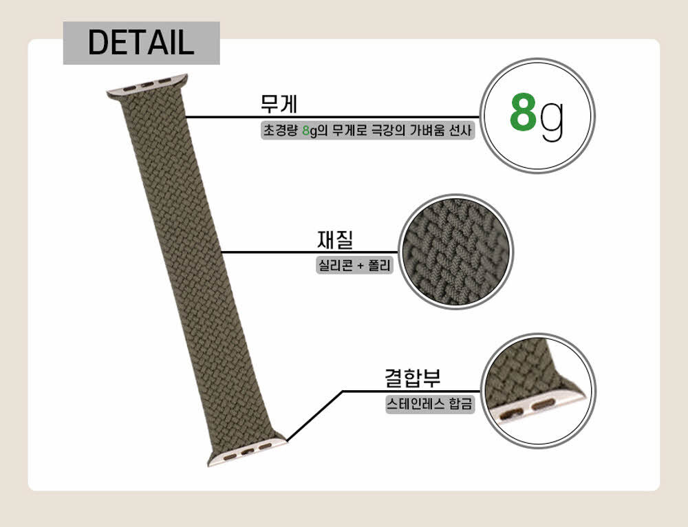 [오늘도착/필름증정] 애플워치 2 3 4 5 6 7 8 9 10 SE 브레이드 솔로루프 스트랩 나일론 시계줄 밴드 상세 이미지 21