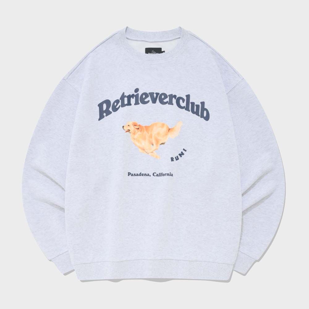 ★22-23FW新作★RETRIEVER CLUB★RUNNING RETRIEVER CREWNECK RUNNING RETRIEVER CREWNECK [MELANGE GRAY] - 감도 깊은 취향