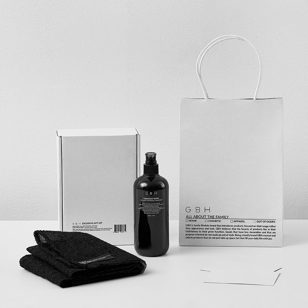 [카드+쇼핑백] GBH COSMETIC GIFT SET BODY WASH & BODY SCRUB TOWEL 감도 깊은 취향