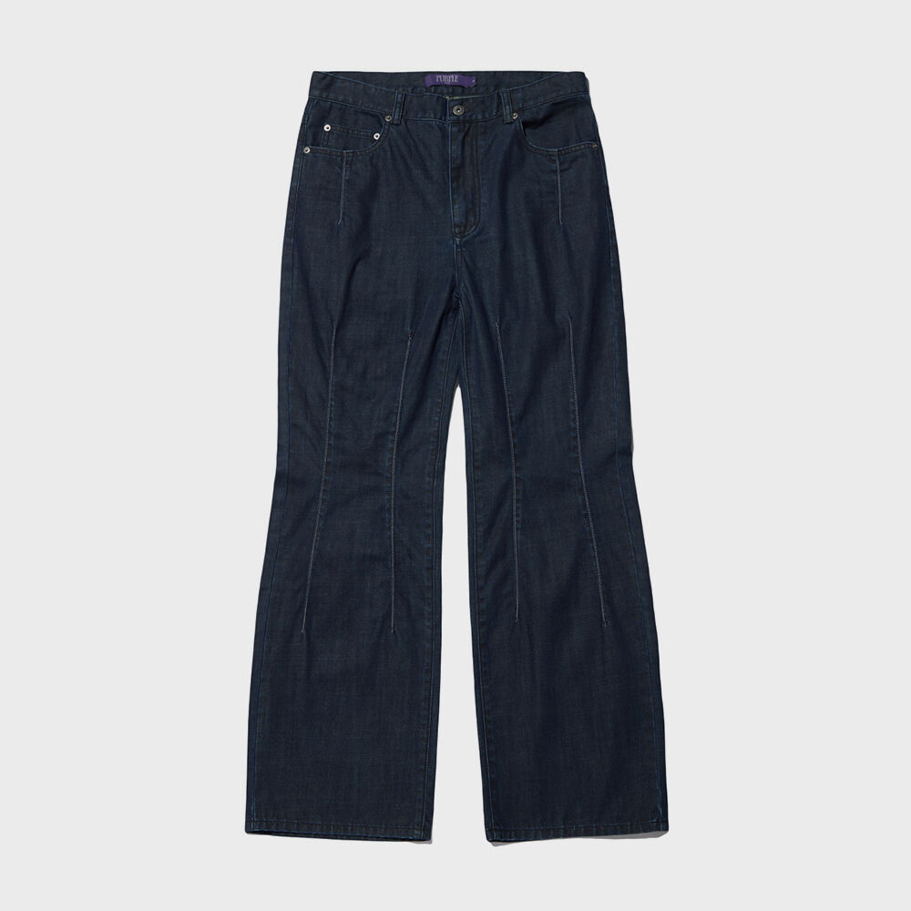 WAIST GAP CRACK LAZER WIDE DENIM PANTS BLACK - 감도 깊은