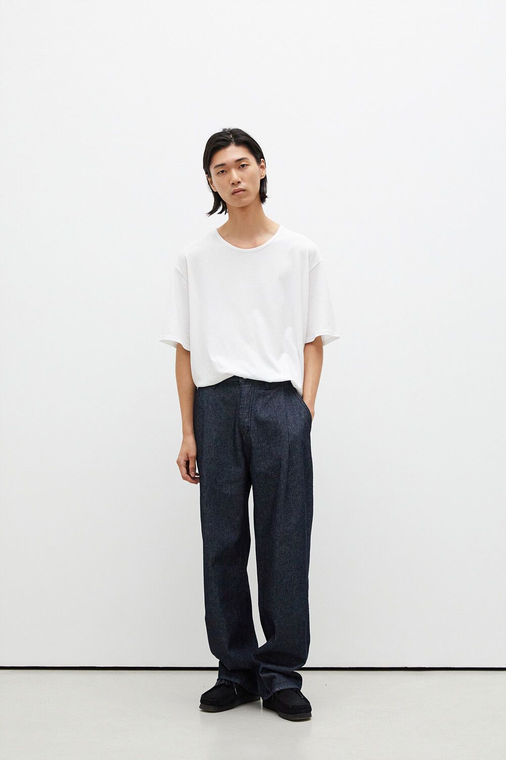 x-pleated-denim-pants-indigo-29cm