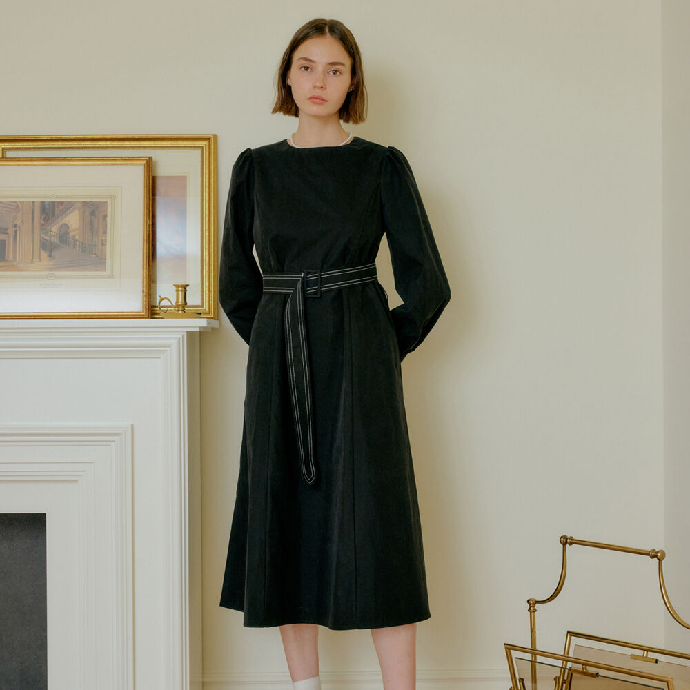 Detachable Sailor Collar Dress, Black - 감도 깊은 취향
