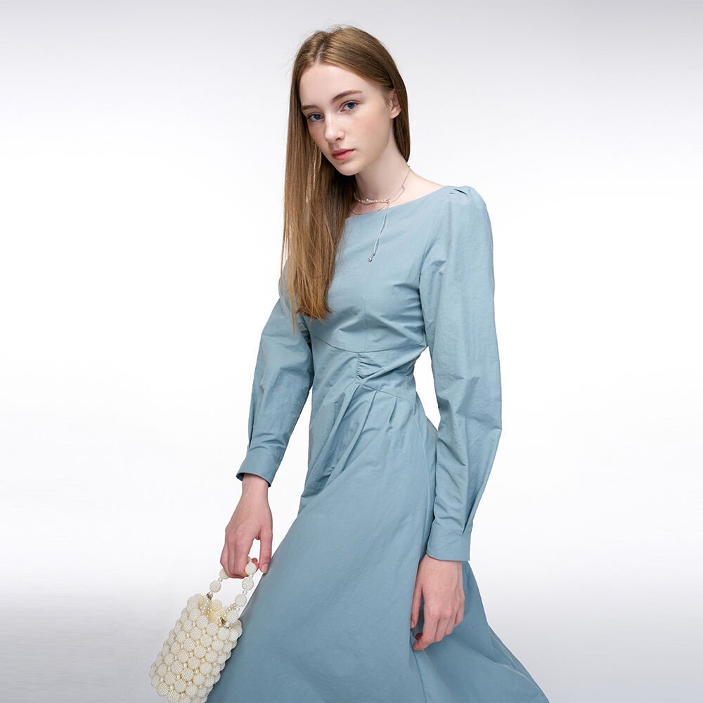 ワンピース ETMON Unbalance Line Pintuck Dress, Greyish Blue 에트몽(ETMON) Unbalance Line Pintuck Dress Greyish Blue