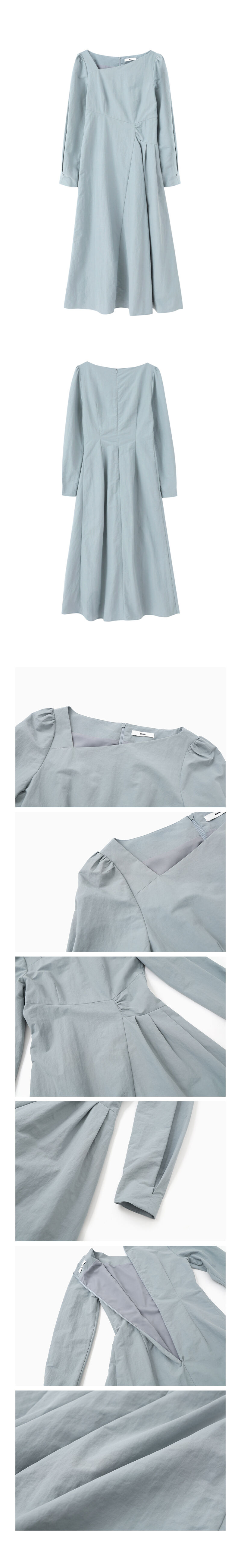 ワンピース ETMON Unbalance Line Pintuck Dress, Greyish Blue 에트몽(ETMON) Unbalance Line Pintuck Dress Greyish Blue