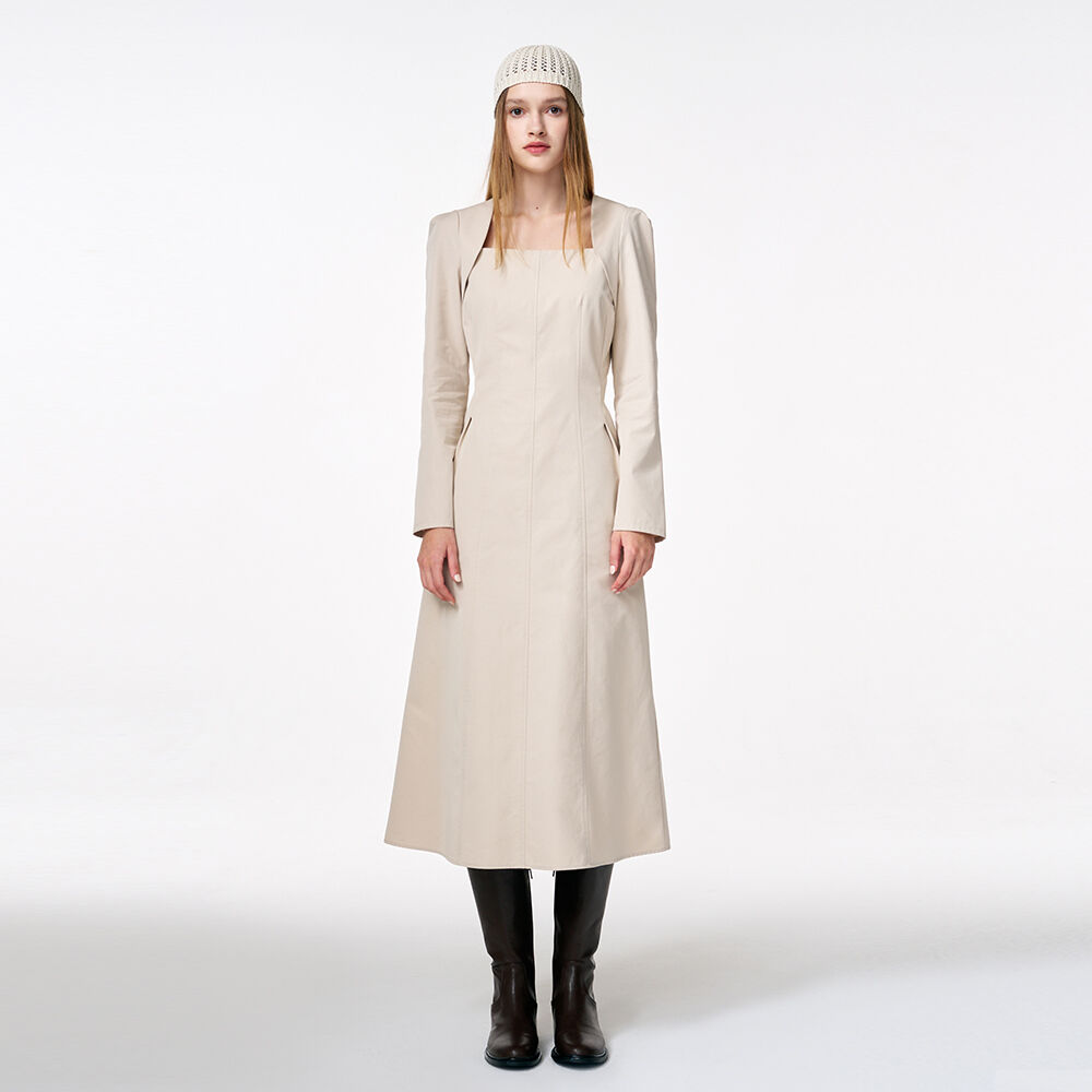 Unbalance Line Pintuck Dress, Greyish Blue - 감도 깊은 취향