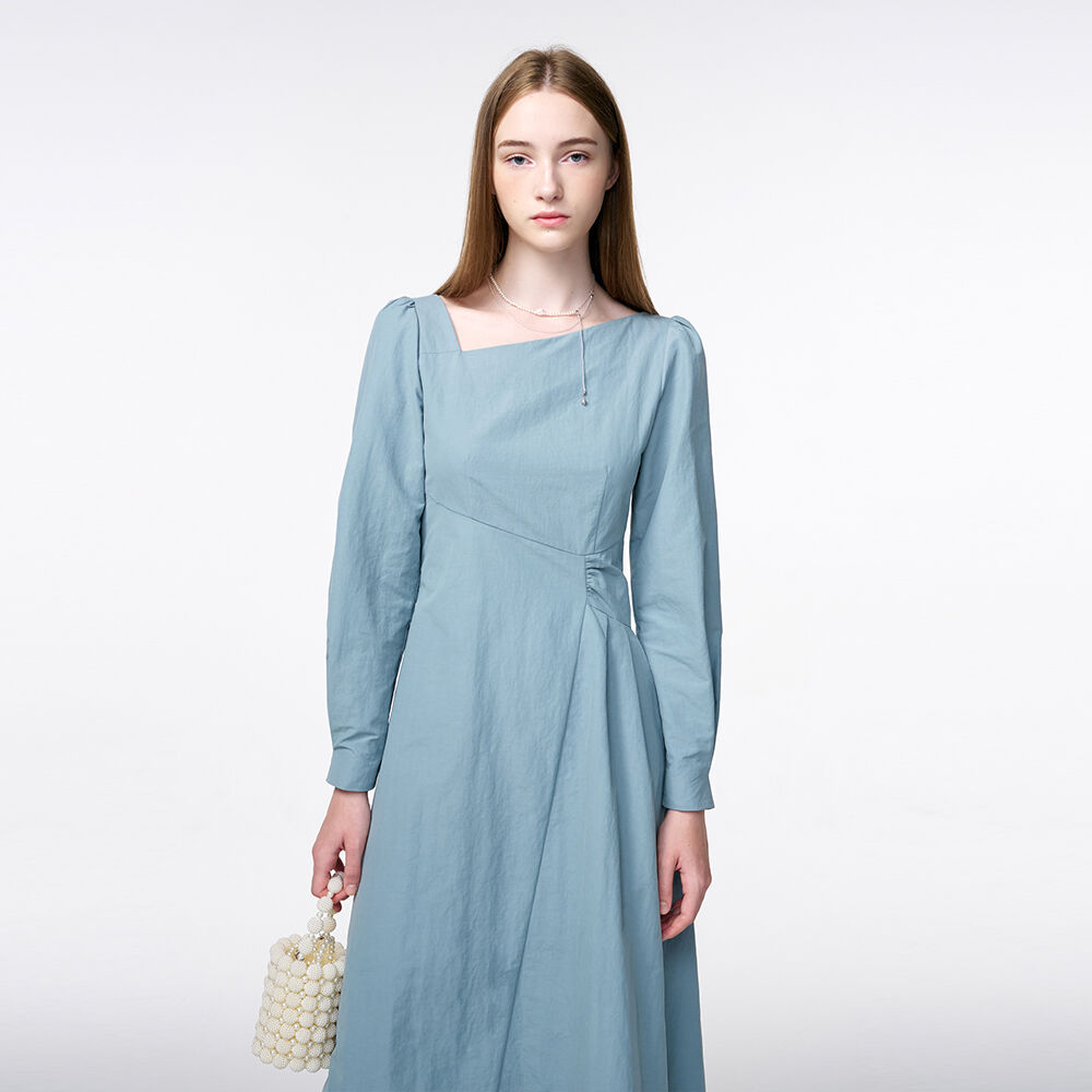 ワンピース ETMON Unbalance Line Pintuck Dress, Greyish Blue Unbalance Line Pintuck Dress, Greyish Blue - 감도 깊은 취향