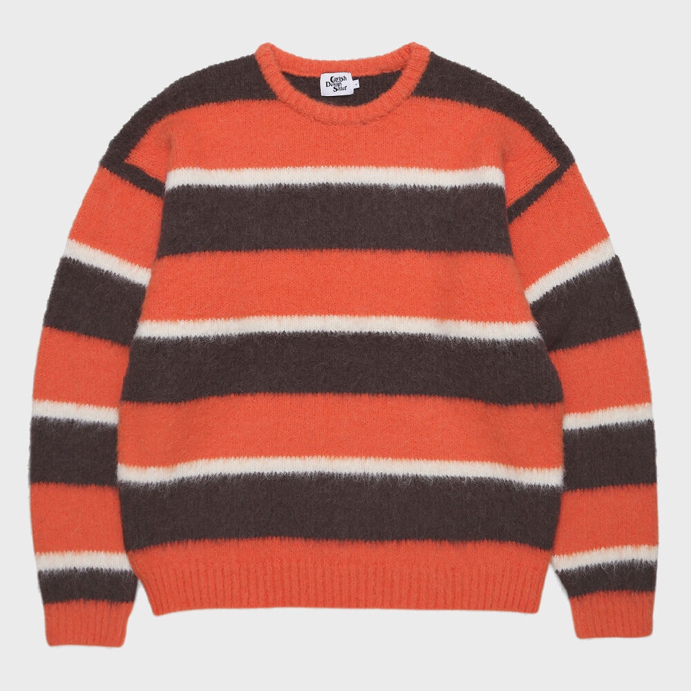 BRUSHED STRIPE KNIT SWEATER ORANGE(CV2CFUK601A) - 감도 깊은 취향