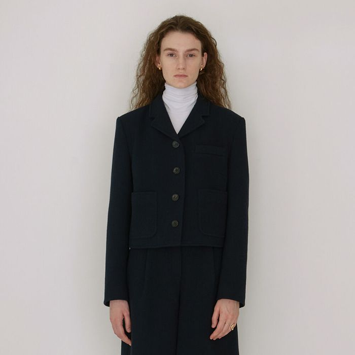 Woolen twill collar crop jacket (D/NAVY) 감도 깊은 취향 셀렉트샵 29CM