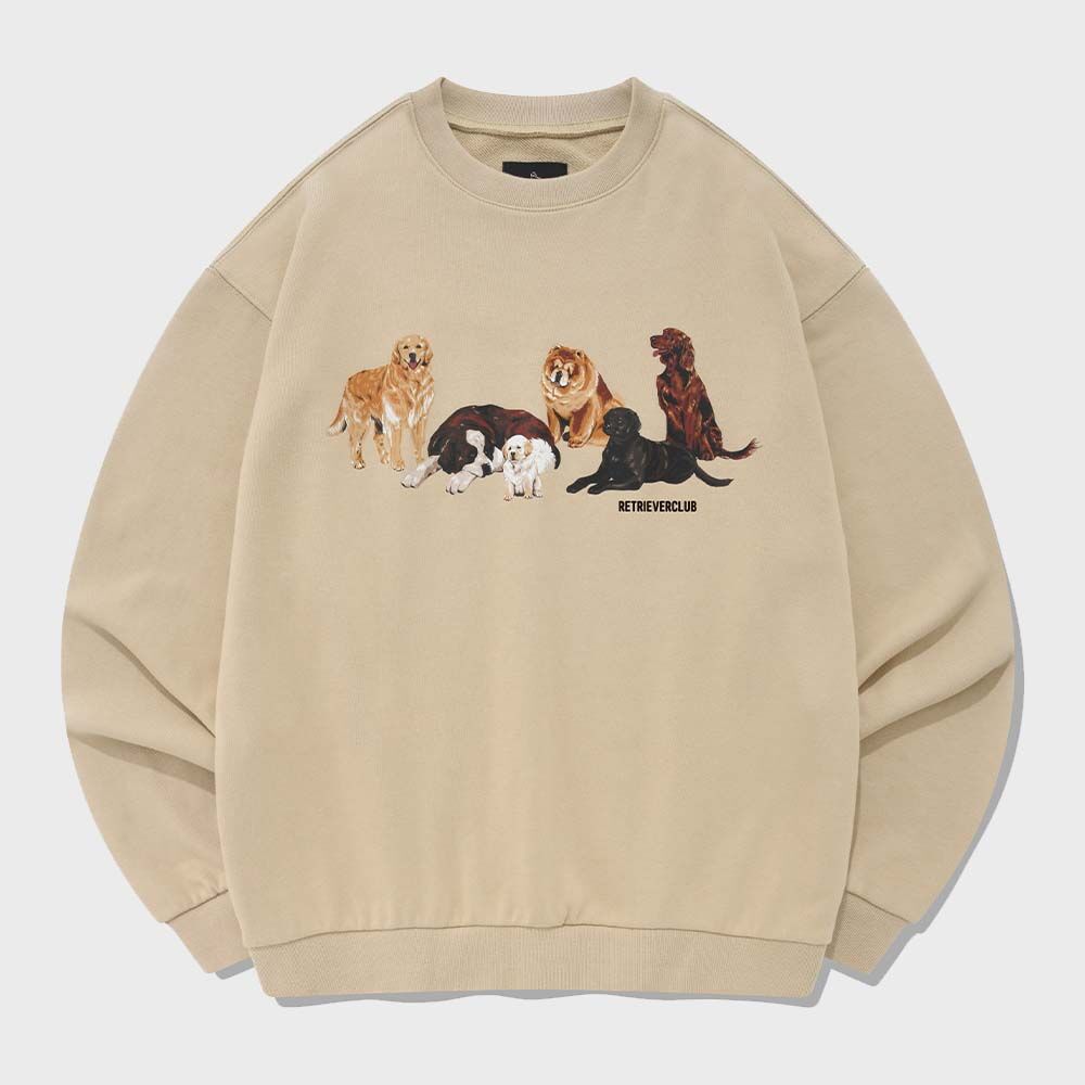 ★22-23FW新作★RETRIEVER CLUB★PUPPY BUDDY CREWNECK PUPPY BUDDY CREWNECK [BEIGE] - 감도 깊은 취향 셀렉트샵 29CM